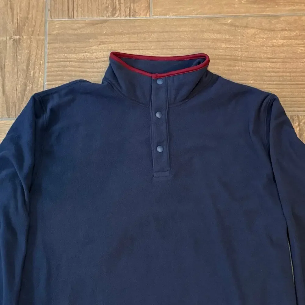 Uniqlo Navy Fleece Henley Pullover Sweater Men's Sz Medium